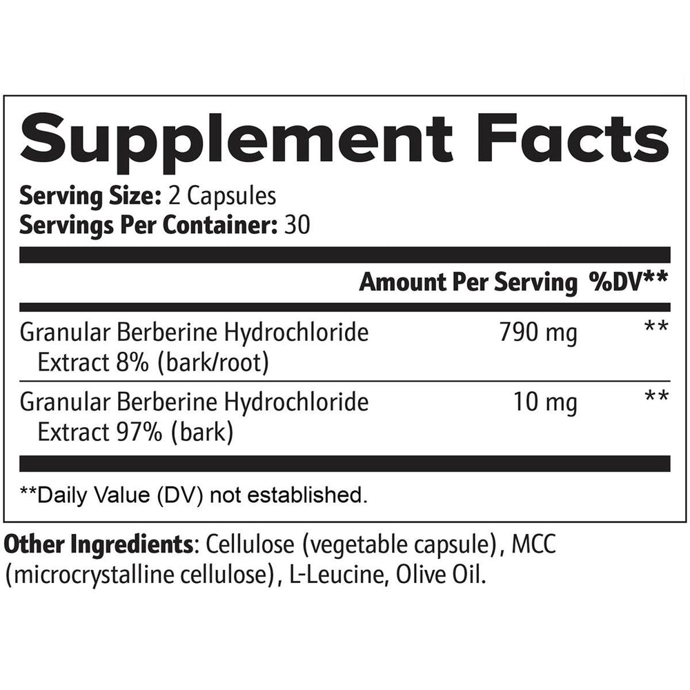 No Label Nutrition® Berberine Ingredient Label